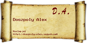 Doszpoly Alex névjegykártya